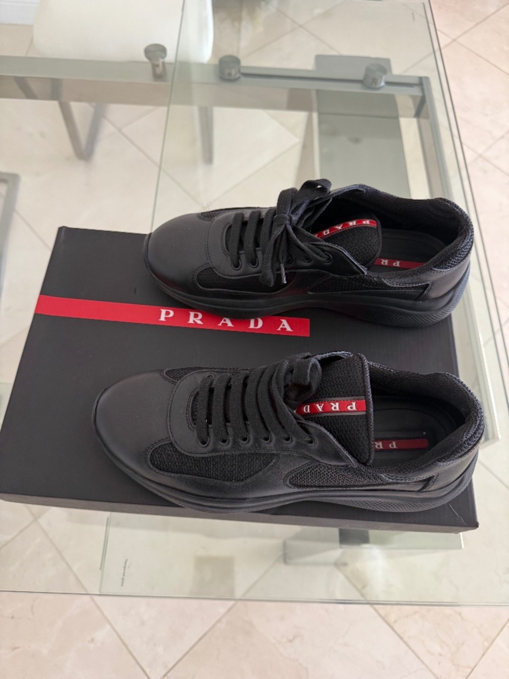 Prada All Black America’s Cup Sneaker Size Mens 6/Womens 9